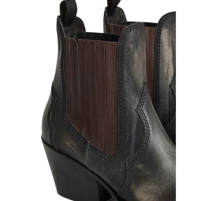 Dsquared2 D2 X Magliano Black Ankle Boots With Elastic Panels On The Side In Leather Man In Multi