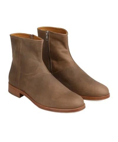 Common Projects Zipped Boot Ankle Boots In Camel Suede In Animal Print