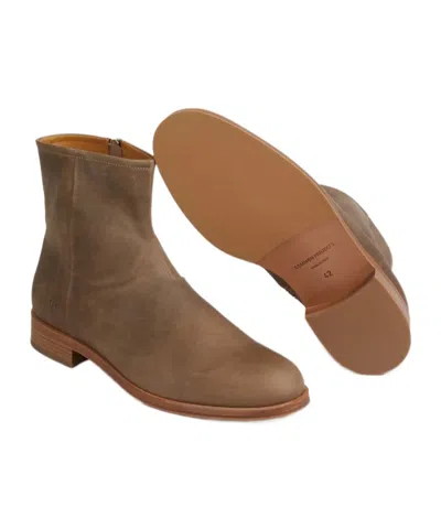Common Projects Zipped Boot Ankle Boots In Camel Suede In Animal Print