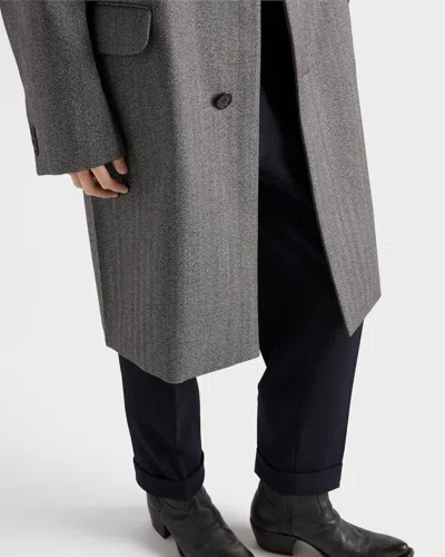 Prada Single-breasted Wool Coat In Gray