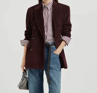 Brunello Cucinelli Oversized Double-breasted Cotton-corduroy Blazer In Black