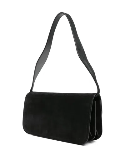 Neous Clasp-fastening Suede Shoulder Bag In Black