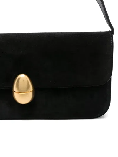 Neous Clasp-fastening Suede Shoulder Bag In Black