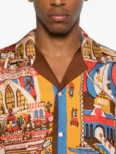 Bode Manhattan Island Camp-collar Printed Silk-satin Shirt In Multi