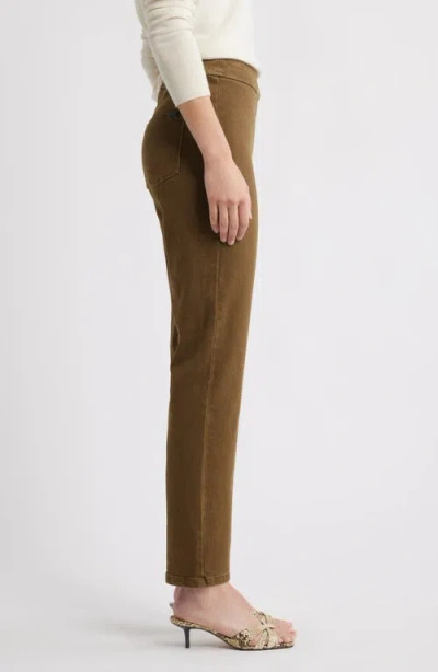 Hue High Waist Straight Leg Denim Leggings In Brown