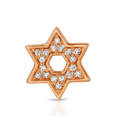 Maya Brenner Women's Pavé Charm Stud - 14k Rose Gold - Star Of David In Gold