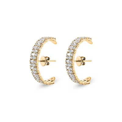 Sally Skoufis Women's Gold / White Culture Earrings With Man Made Cz Diamond Stimulant In Sterling Silver & 18k Go In Multi