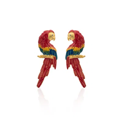 Milou Jewelry Women's Red Parrot Earrings In Red
