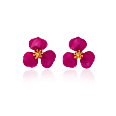 Milou Jewelry Women's Raspberry Pink Bloom Flower Earrings In Pink
