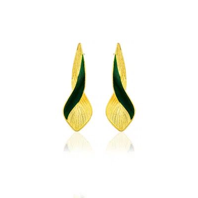 Milou Jewelry Women's Dark Green & Gold Infinity Earrings In Green