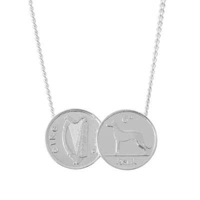 Katie Mullally Limited Women's Double Irish 6d Coin Necklace In Sterling Silver In Silver