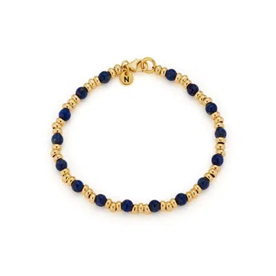 Nellou Jewellery Women's Blue / Gold Gem Bracelet September Birthstone Lapis Gold Plated Sterling Silver In Multi