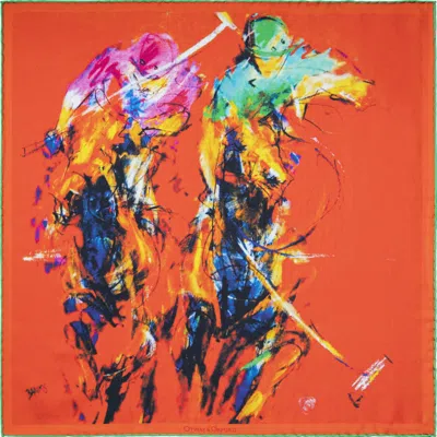 Otway & Orford Men's Red 'performance Polo' Silk Pocket Square. Full-size. In Red