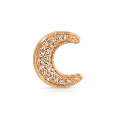 Maya Brenner Women's Pavé Charm Stud - 14k Rose Gold - Moon In Gold