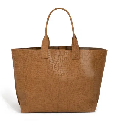 Juan-jo Women's Brown Croc Embossed Extra Large Tote Bag - Maxi In Brown