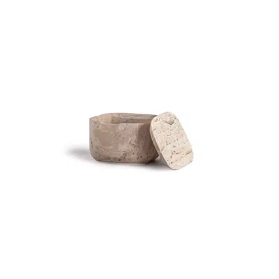 And Jacob Neutrals Square Travertine Container - Travertine Marble In Brown