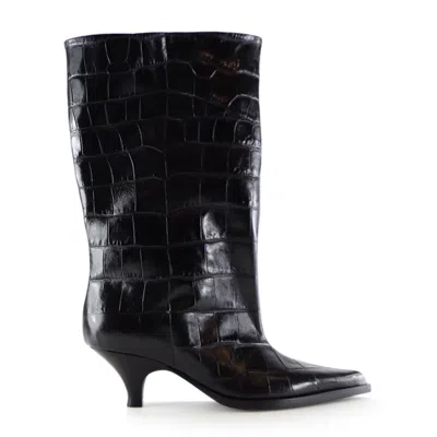 Notabene Yovanna Crocodile-effect Boots In Black