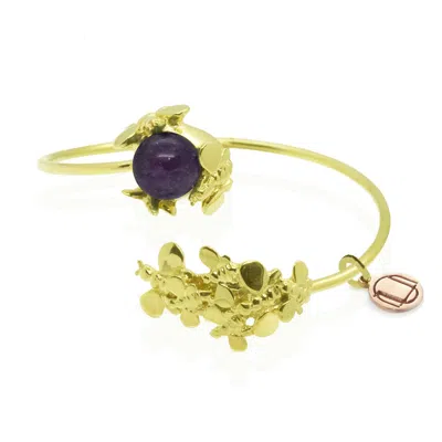 Unaloe Women's Gold / Pink Natural Queen Silver Bracelet, Gold-plated With Natural Amethyst In Multi