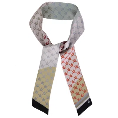 Kueen Women's Orange / Neutrals / Black Silk Scarf - Crown Tiny - Light Grey In Multi