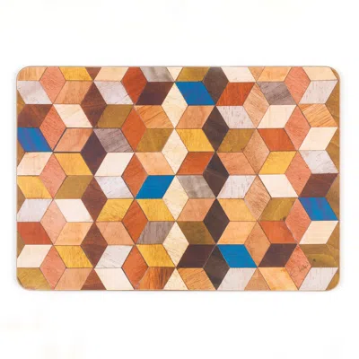 E. Inder Designs Blue / Brown / Orange Six Extra Large Placemats In Warm Colours From The Leo Range. Heat Resistant M In Multi