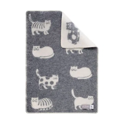 J.j.textile Grey / White / Neutrals Cat Little Wool Blanket In Multi