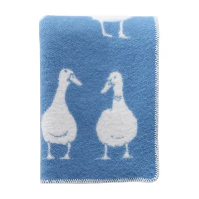 J.j.textile Blue Duck Wool Blanket In Blue