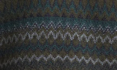 Vince Fair Isle Johnny Collar Dark Leaf Combo In Green