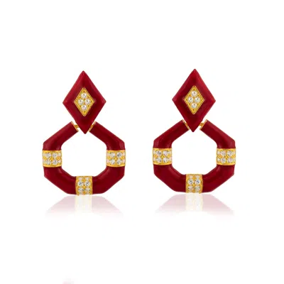 Milou Jewelry Women's Red Geometric Drop Earrings In Red