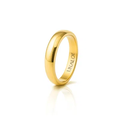 Unaloe Men's Timeless Smooth Sterling Silver Band With Gold Finish In Gold