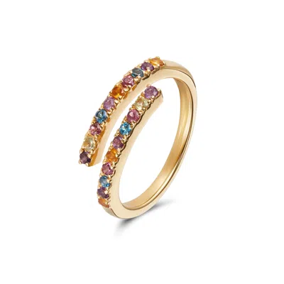 Kaizarin Women's Open Multi-colour Ring In Yellow Gold With Semi Precious Stones In Gold