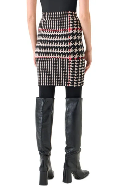 Akris Punto Mixed Houndstooth Check Stretch Virgin Wool Knit Skirt In Multi