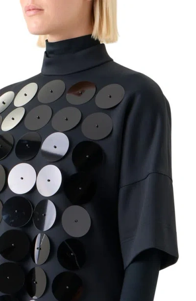Akris Punto Record Dot Macro Sequin Embellished Top In Black