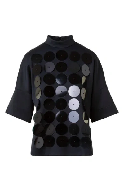 Akris Punto Record Dot Macro Sequin Embellished Top In Black