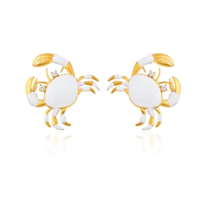 Milou Jewelry Women's White Crab Earrings In White