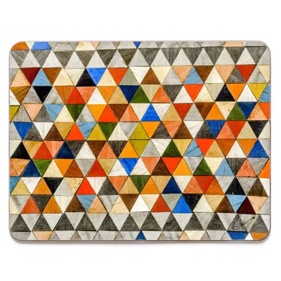 E. Inder Designs Placemats Set Of Six In Boho Chic Mosaic Design. Heat Proof Melamine. Tied With Ribbon For Gifting.  In Multi