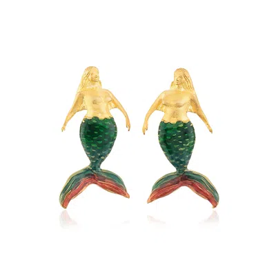 Milou Jewelry Women's Green Mermaid Earrings In Green