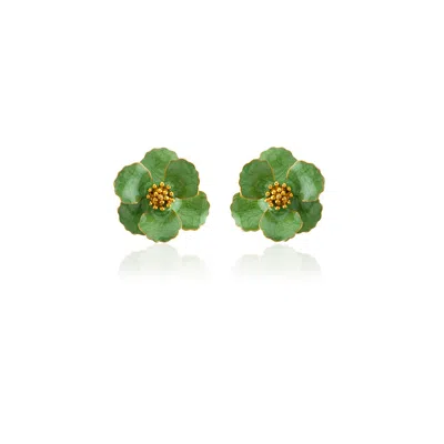 Milou Jewelry Women's Light Green Petite Flower Earrings In Green
