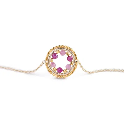 Eden + Elie Women's Celestia Circle Bracelet - Ruby + Pink Tourmaline In Pink