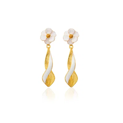 Milou Jewelry Women's White & Gold Infinity Drop Earrings In White