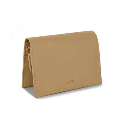 Godi. Women's Neutrals Handmade Leather Coin & Card Wallet - Sand In Black