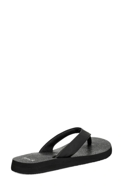 Sanuk Yoga Mat Ii Flip Flop Womens Black Faux Leather Slip On Sandals Gal1955 In Black