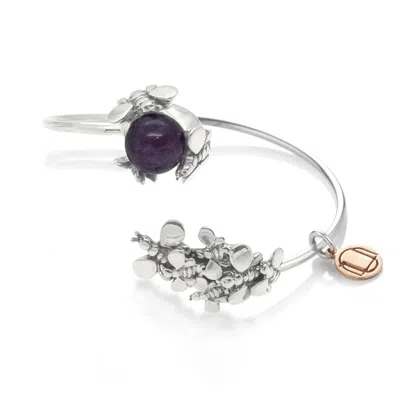 Unaloe Women's Black Natural Queen Bracelet In Sterling Silver, With Natural Amethyst In Black