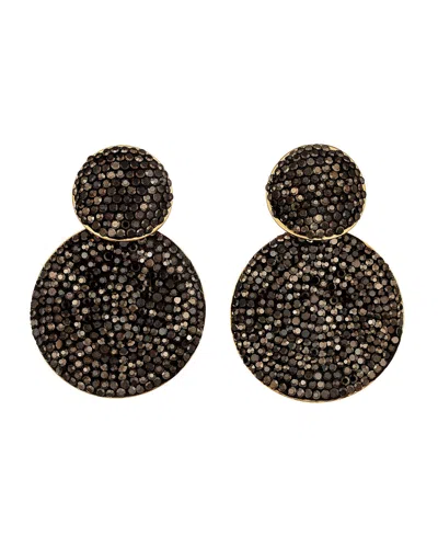 Crystals And Co Women's Black Diamond Double Drop Earrings In Black