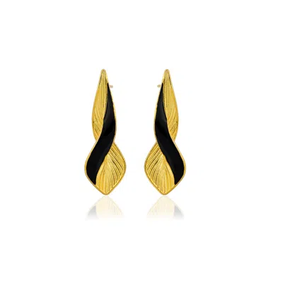 Milou Jewelry Women's Black & Gold Infinity Earrings In Black