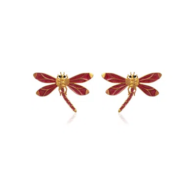Milou Jewelry Women's Red Dragonfly Earrings In Red