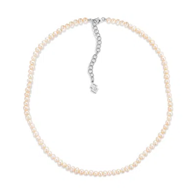 Sally Skoufis Men's White / Silver Luna Necklace With Natural White Pearl In Sterling Silver In Multi