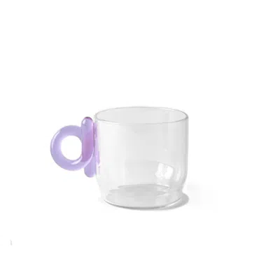And Jacob Tea Time Coffee & Tea Glass Cup With Spiral Handle - Pink & Purple In Transparent