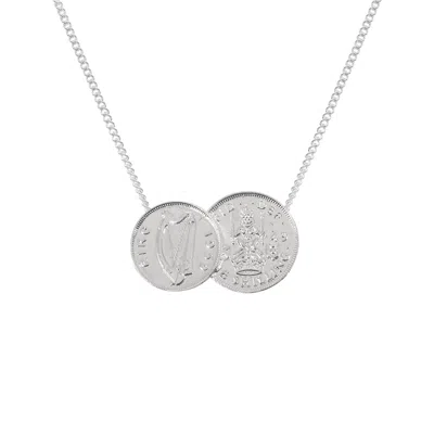 Katie Mullally Limited Women's Irish & Scottish Double Coin Pendant Silver Necklace In Silver