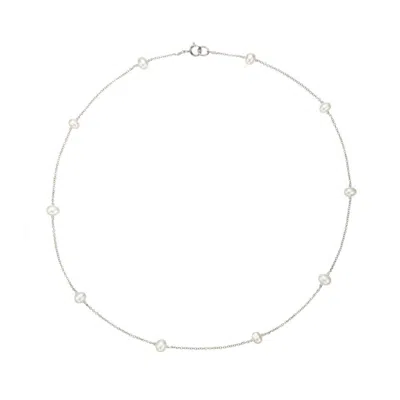 Lily & Roo Solid White Gold Ten Pearl Choker In Silver