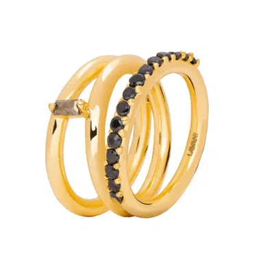 Lavani Jewels Women's Black / Gold Goldplated Black Idol Ring In Gold